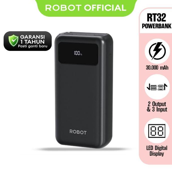 Allthebest- PowerBank ROBOT 30000mah RT32 Quick Charging Powerbank  Charger Handphone- Garansi 1 Tah