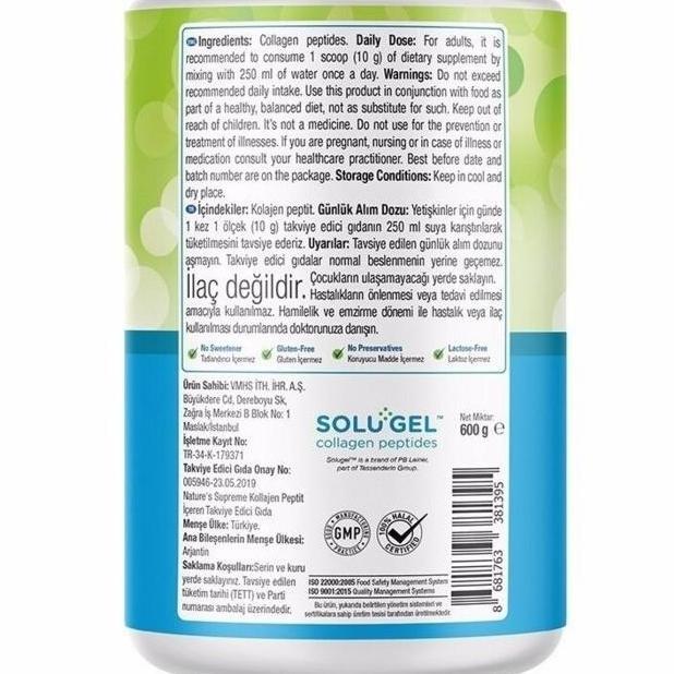 PROMO KOLAGEN HALAL TURKI 600GR 10.000MG NATURE'S SUPREME COLLAGEN PEPTIDES PRIVASI AMAN