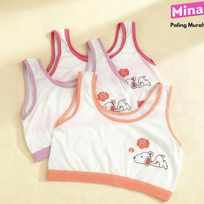 Kids- Mina - Paket Isi 3 Pcs  Miniset Bra Kemben Tanpa Busa Anak Sd Smp Remaja Abg Motif Lucu Imut F