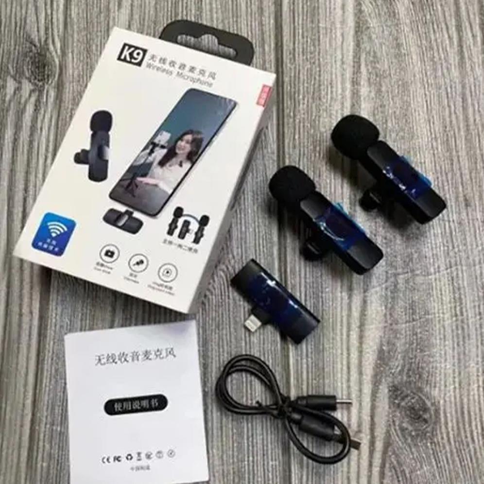 Cash Back Wireless Clip-On Microphone K9 Mini Mic Premium Untuk Smartphone Kamera Vlog Live Streamin