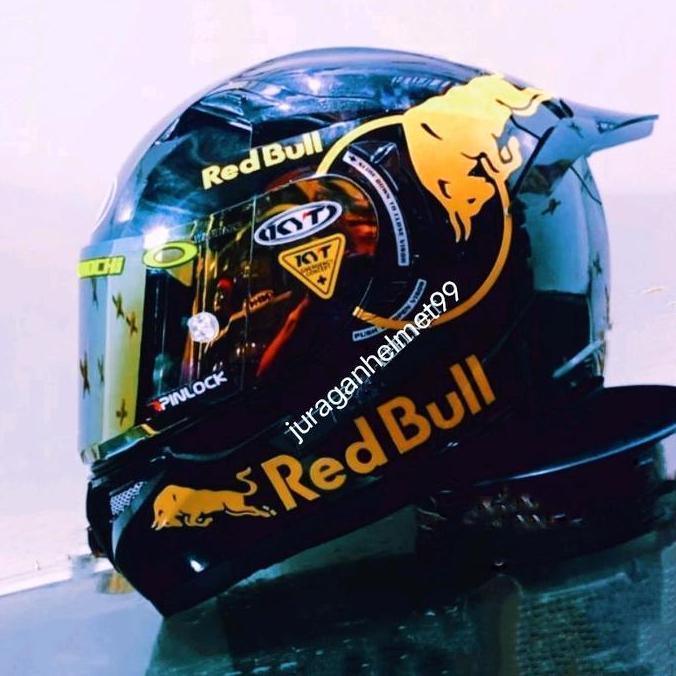 Helm Full face KYT K2 Raider Paket Ganteng Red Bull Gold