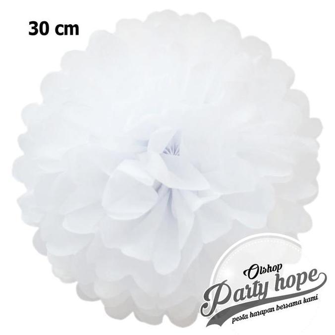 Pilihan - Pompom Kertas Putih / Pompom Kertas 30 Cm / Tissue Paper / Pompom