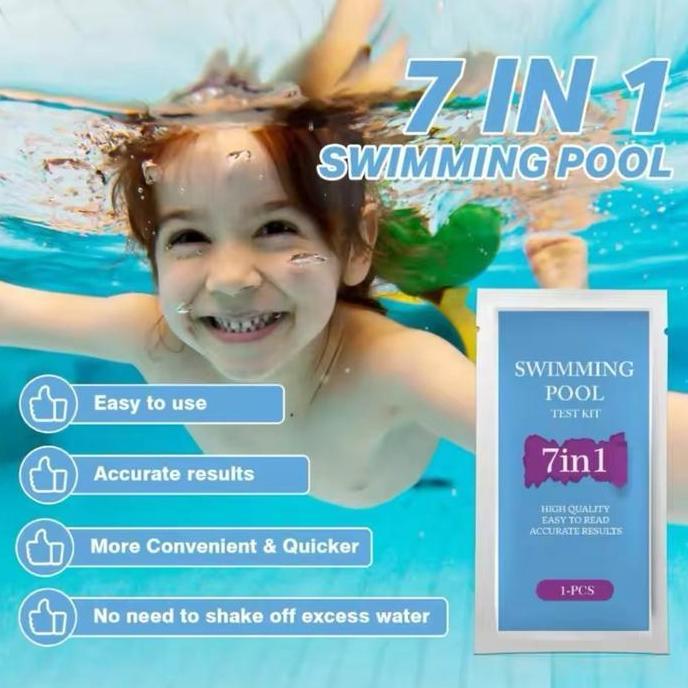 GRUN 7 in 1 Alat Uji Cek Test Kit Air Kolam Renang  Akuarium pH / Total Alkali / Hardness / Cyanuric