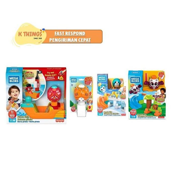 (Best) FISHER PRICE Mega Bloks Peek a Blocks Penguin Slide 14 Pcs ORI 1+ Mainan Edukasi Balita