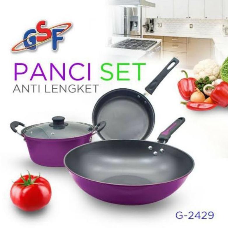 2429 teflon set isi 3 panci set teflon set warna gsf