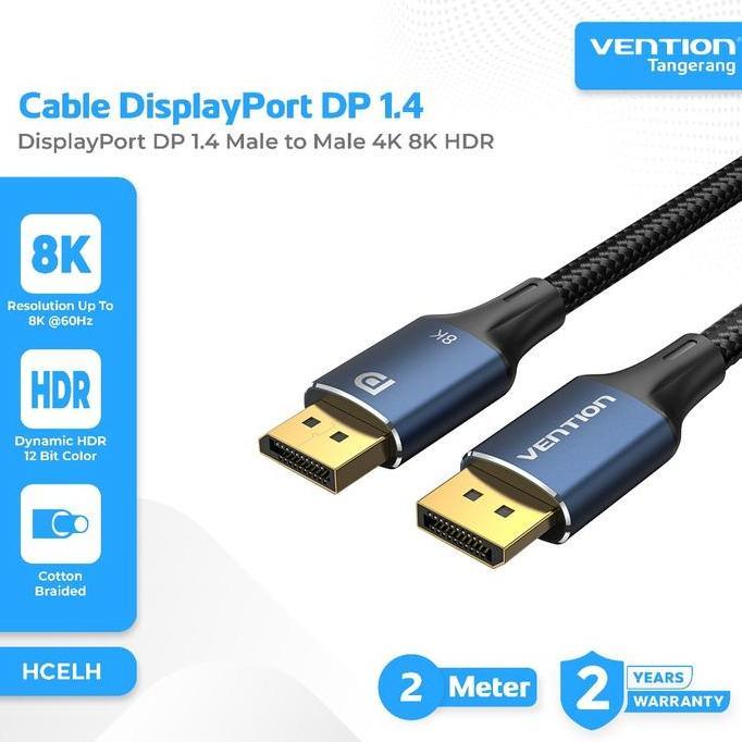 VENTION HCELH Kabel Display Port Male to Display Port Male 8K 2M 2 Meter DisplayPort DP 1.4 Cable Ul