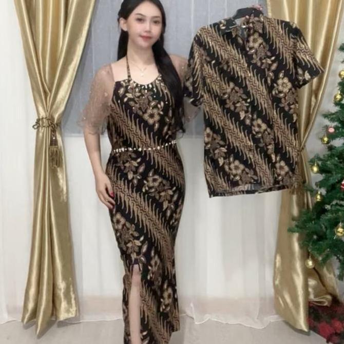 Dress Batik Mahalini / dress batik wanita /Dress batik pesta Casual Tile Kondangan Natal Gaun Midi K