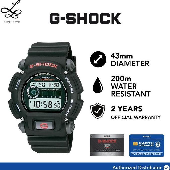 Vint- [Luxolite] Casio G-Shock Jam Tangan Pria Dital Dw-9052-1Vdr/Dw-9052-1V/Dw-9052-1 Black Resin S