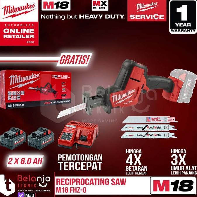 Milwaukee M18 FHZ-0 Gergaji Reciprocating