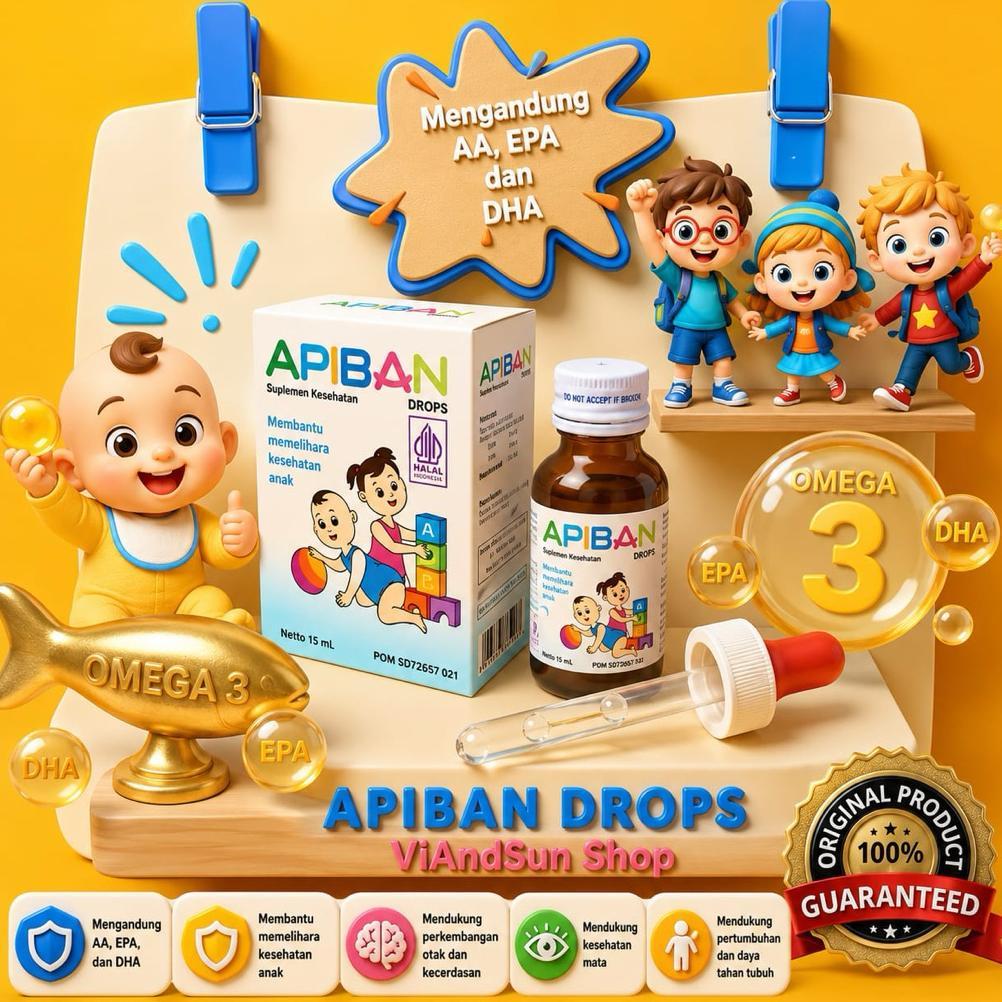 Apiban Drops 15 ml - Vitamin DHA - Vitamin Otak Bayi & Anak
