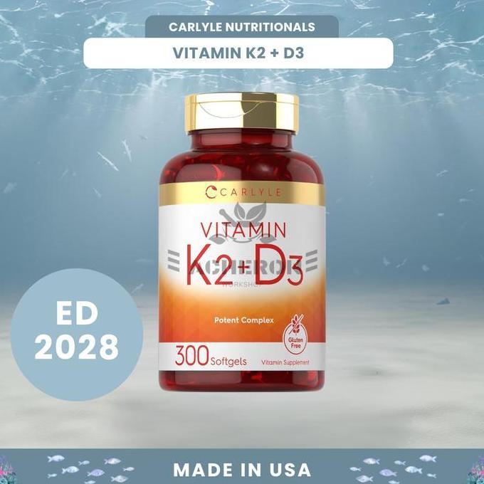 Vitamin D3 10000 iu K2 MK7 200 mcg Carlyle 300 softgels vit d3k2 D3+K2 softgel bone 10000iu 200mcg