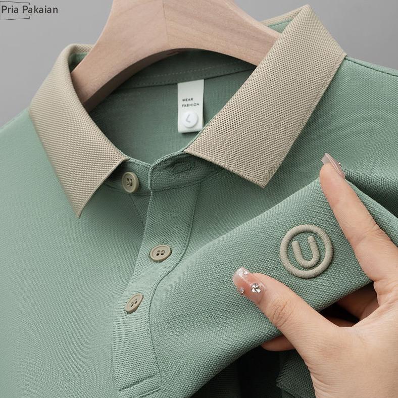 PROMO TERBARU Kaos Kerah Pria Knit Shirt Lengan Pendek V Neck Polo Shirt  kaos polos kancing Atasan 