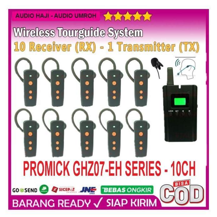 Earpiece 10CH Wireless Tour Guide and Interpreter System PROMICK GHZ07