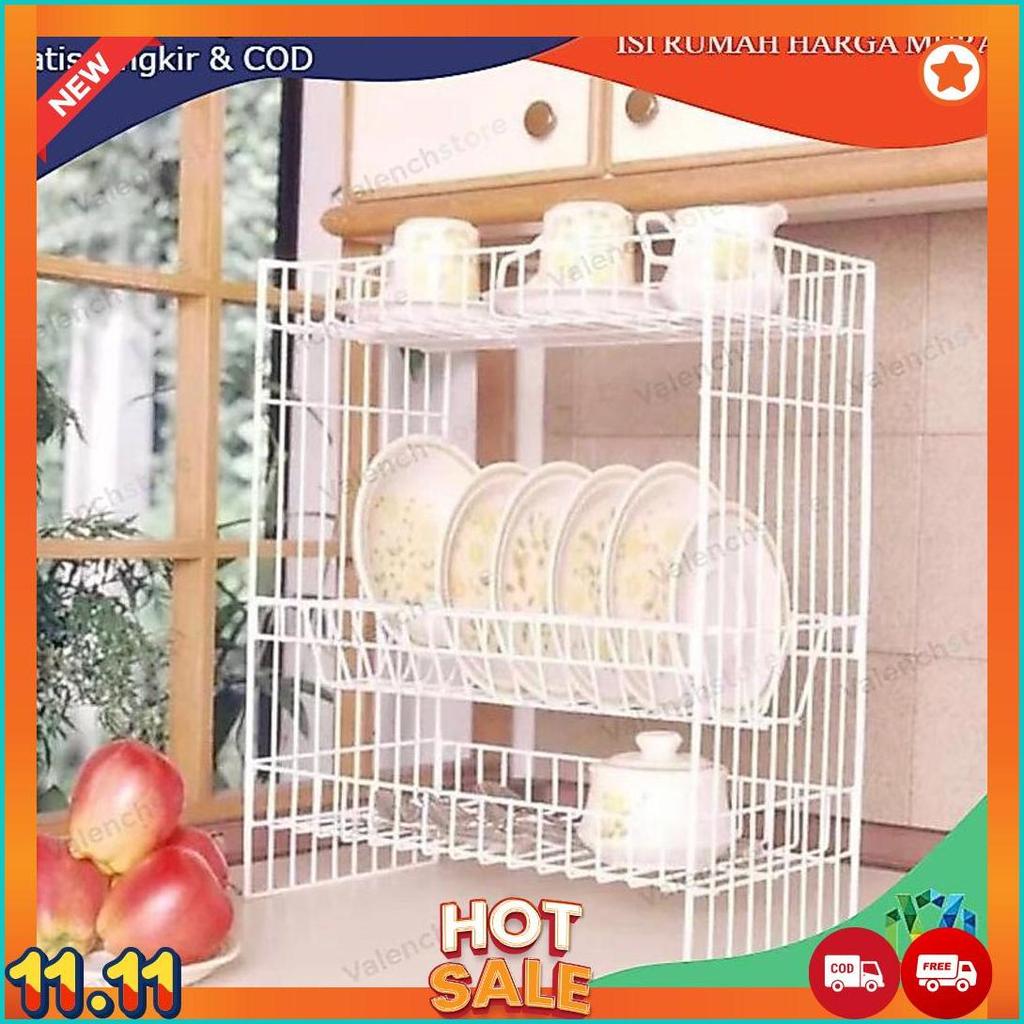 RPL 03 HITAM / RAK PIRING SUSUN 3 ANTI KARAT / rak kawat susun 3  / rak piring RPL 03 / rak piring R