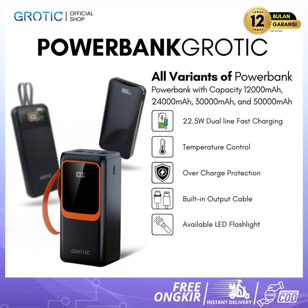 Grotic Powerbank Fast Charging Capacity 50000Mah 24000Mah 12000Mah With Led Indikator