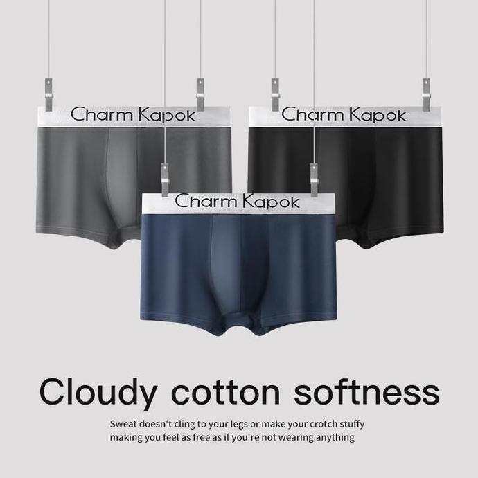Boxy- Charm Kapok 4Pcs Celana Dalam Pria Boxer Seri Kotak Butik Kelas Atas Ckb019-1 Kolor Pendek Kar