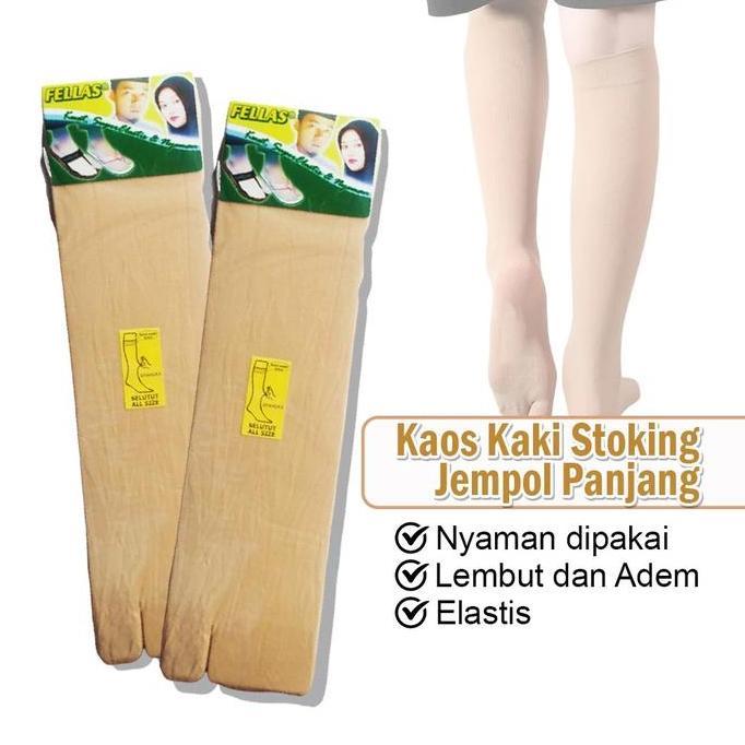 Stoking Jempol Pria Wanita Selutut Kaos Kaki Kulit Nude Muslimah Transparan Stocking Panjang Elastis
