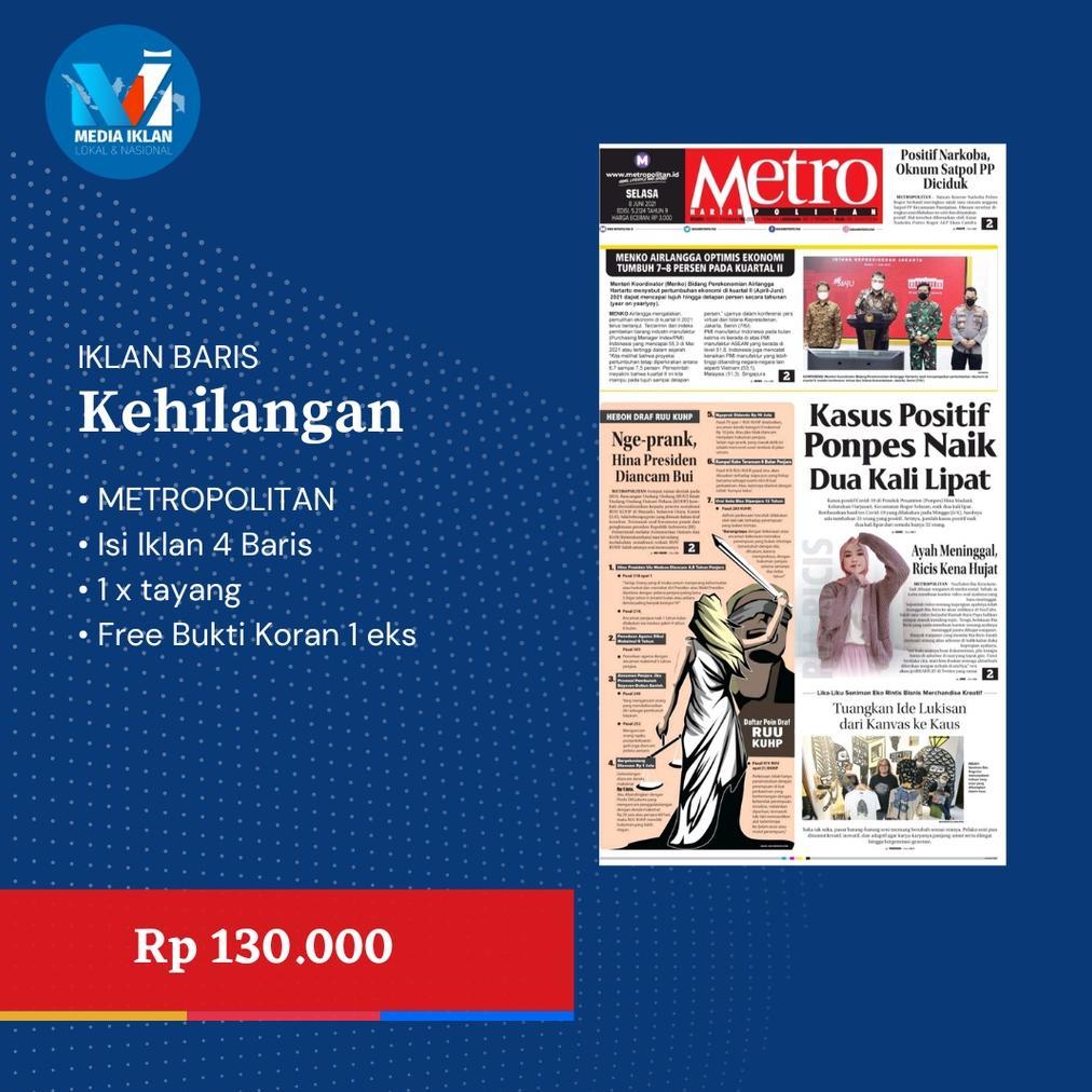 Iklan Koran Kehilangan BPKB STNK AJB SHM 1 Media