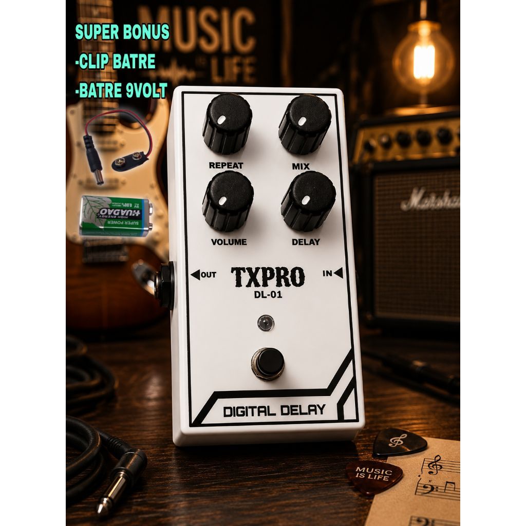 EFEK GITAR DELAY TXPRO PUTIH SUARA JERNIH