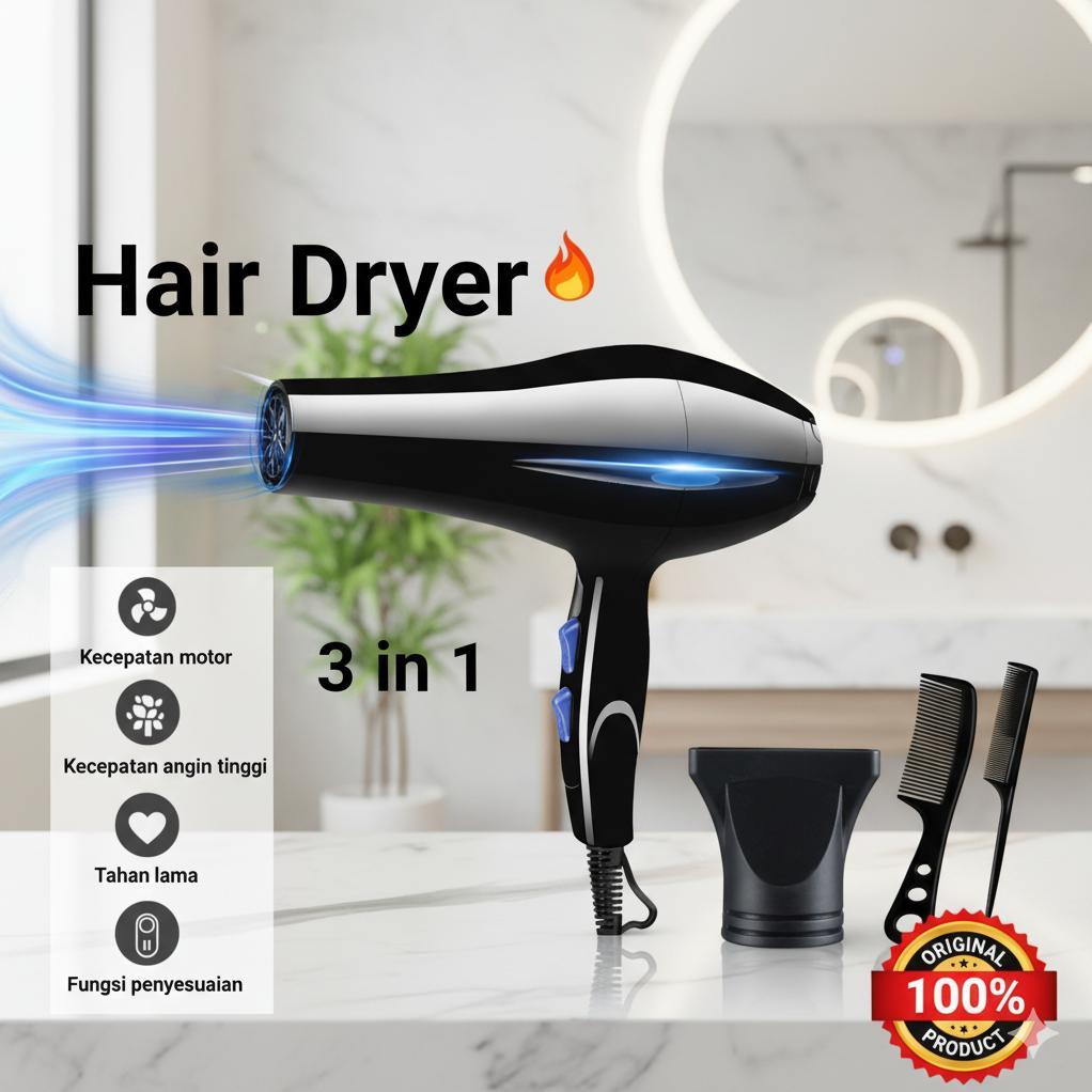 Hair Dryer Professional Salon Pengering Rambut Mini Hair Dryer Low Watt Multi Hair Styler Low Watt P