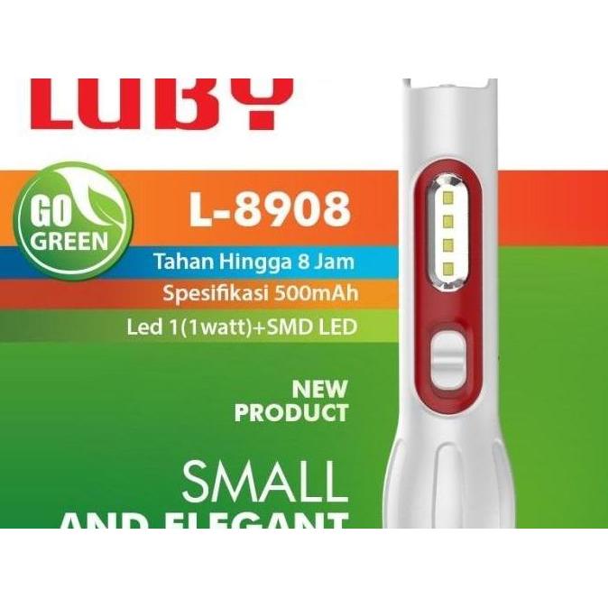 Senter Luby 1 Watt Baterai Cas Ulang L 8908 Lampu Emergency LED