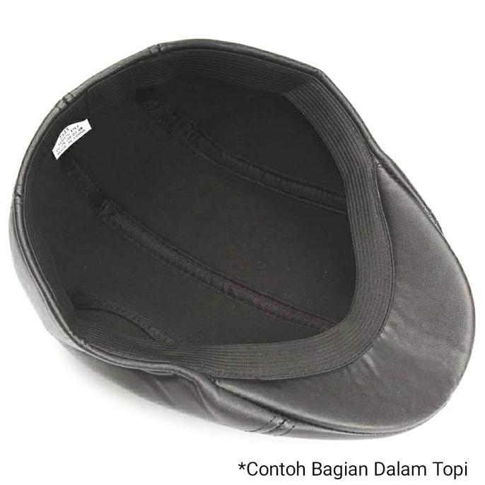 Topi Pelukis Painter Hat Pet Newsboy Kulit Leather Hitam