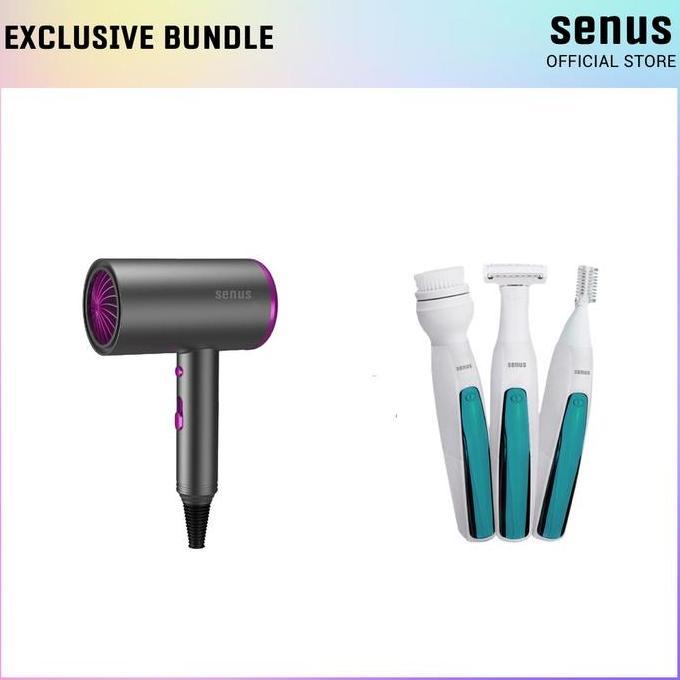 SENUS exclusive bundle Ionic Hair Dryer dan Body Shaver