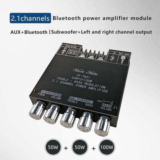 ZK-TB21 ZK-MT21 ZK-502MT TPA3116D2 Bluetooth 5.0 50Wx2+100W Bluetooth Amplifier Class D 2.1CH Subwoo