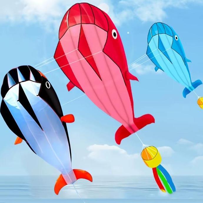 Allthebest- Layangan 3D Ikan Paus Parasut Layang Layang Besar Warna Cerah untuk Hobi Anda
