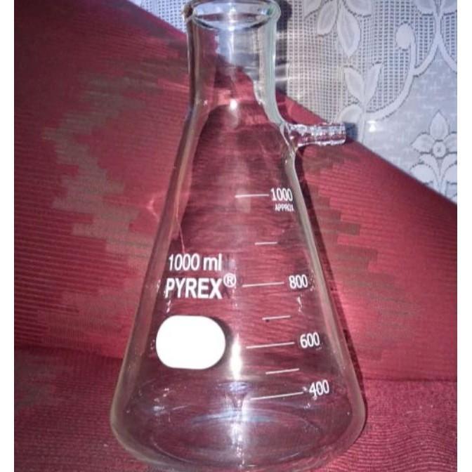 Filtering Flask / Erlenmeyer Pipa Samping 1000 Ml Pyrex