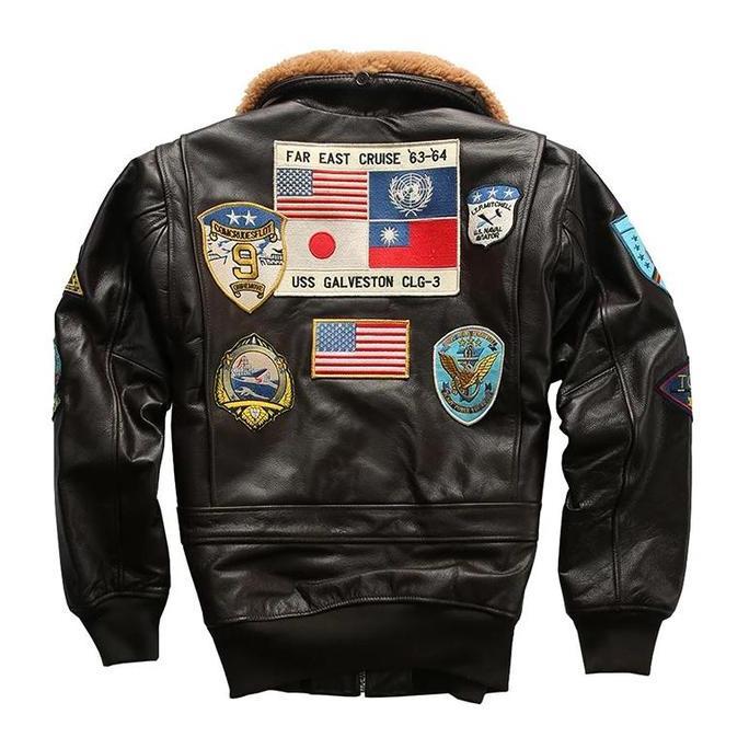 PREMIUM / Autumn Winter men's New G1 Pilot Leather Jacket Men Women Couples Paragraph Fashion Casual