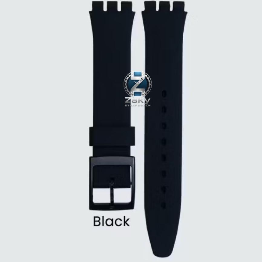 Strap/Tali Jam Swatch Black Rebel New Gent Original Swatch 17Mm 19Mm