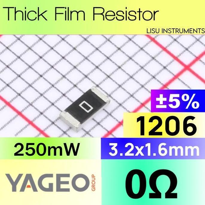 MOTRONICS 5 BUAH - 0R 1206 5%SMD THICK RESISTOR 0R 0 RC1206JR-070RL YAGEO - 5 BUAH