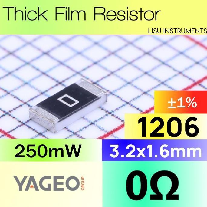 MOTRONICS 5 BUAH - 0R 1206 1%SMD THICK RESISTOR 0R 0 RC1206FR-070RL YAGEO -5 BUAH