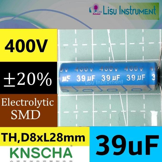 MOTRONICS 39UF 400V 20% TH,D8XL28MM ALUMINUM ELECTROLYTIC CAPACITOR THROUGH HOLE 87EC0496