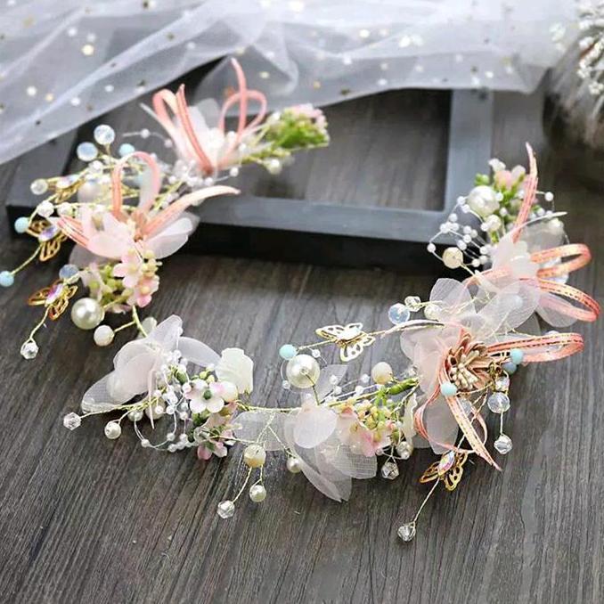 Headpiece Faye -  Mahkota Bunga Mutiara - Headpiece Hiasan Hijab / Kepala Elegan Aksesoris