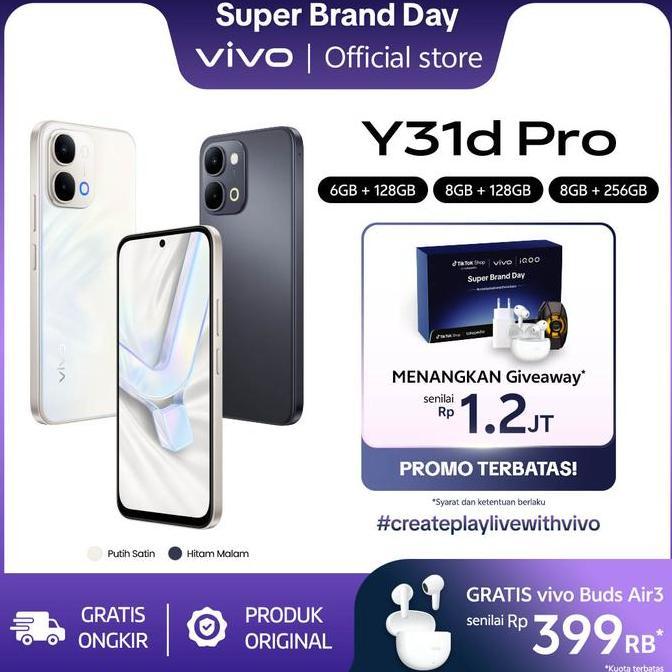 Barkahjualan7 - [New Launch] vivo Y31d Pro - Desain Satin 3D, 7000mAh Baterai Non-Stop & 90W FlashCh