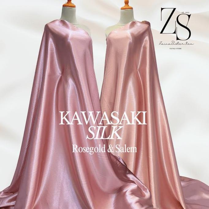 Costurar - Bahan Kain Satin Silk Kawasaki Polos Premium Bahan Tebal Mewah (Harga Setengah Meter) War