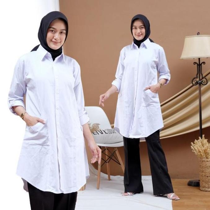 PREMIUM / KEMEJA KERJA PUTIH /KEMEJA KANTOR/TUNIK POLOS PUTIH/BAJU PPL/BAJU PNS
