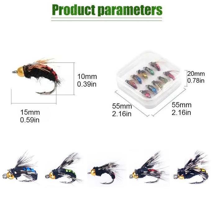 MEND 10Pcs/Set Umpan Pancing Lalat Serangga Kail Umpan Lure Lembut Fly Fishing Bait