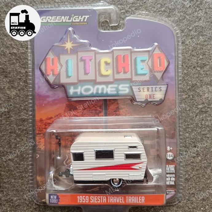GREENLIGHT HITCHED HOMES DIECAST - 1959 SIESTA TRAVEL TRAILER MDLS27