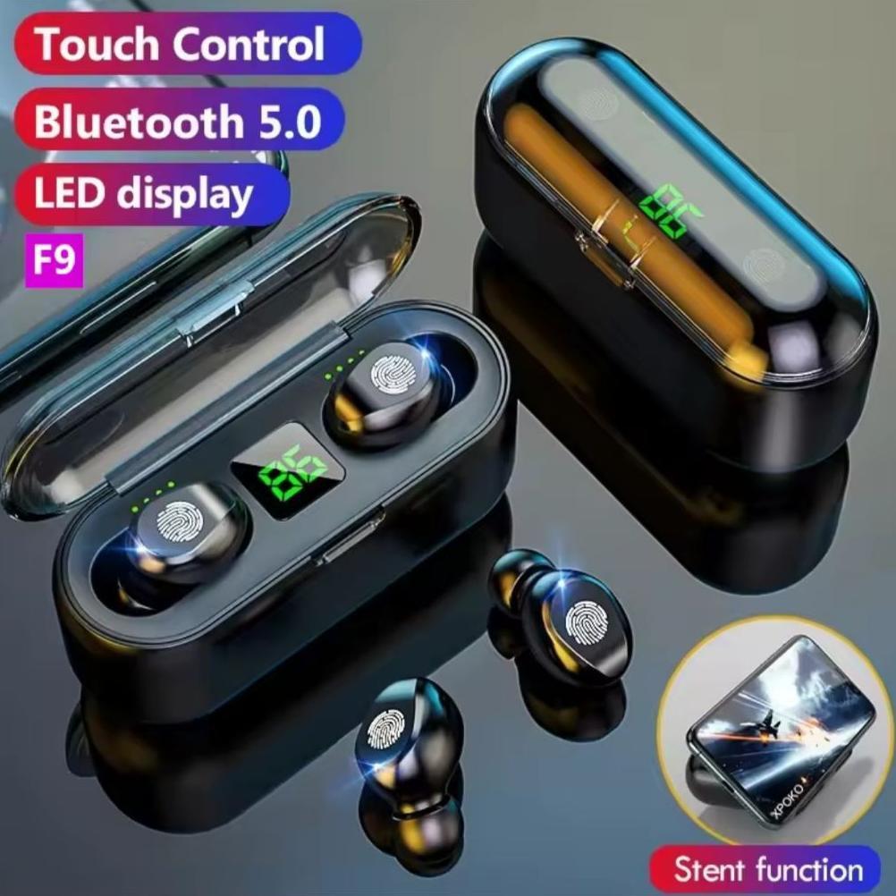 Original F9 Tws Bluetooth 5.0 Headset Wireless 8D Bass Hifi Earphone Led Display Ipx7 Waterproof