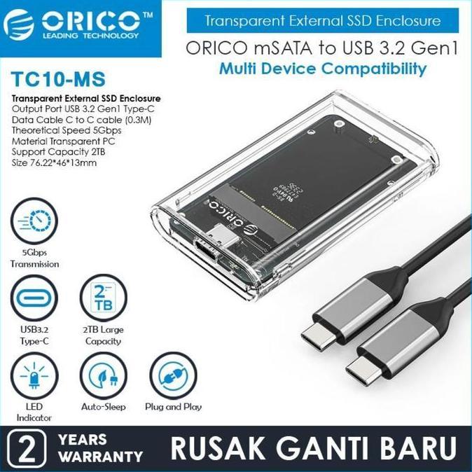 SENUDA918 - ORICO MSATA TO USB 3.2 EXTERNAL SSD ENCLOSURE | TC10-MS | GRAY