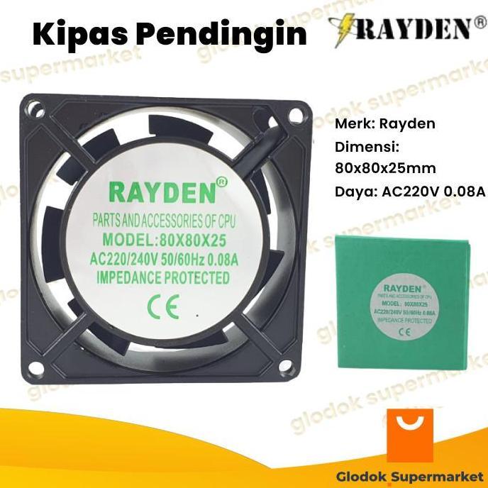 DF282 - Kipas Pendingin Rayden 8cm 220V Cooling Fan AC 220 Volt 8 x 8 x 2.5 cm