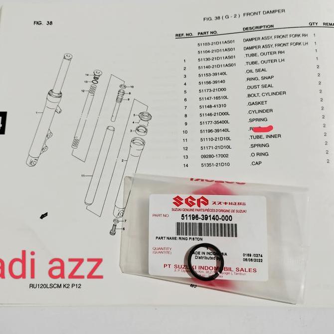 ring seal sil suling as shock shok satria 2tak lumba hiu fu shogun tornado ori sgp 51196-39140-000