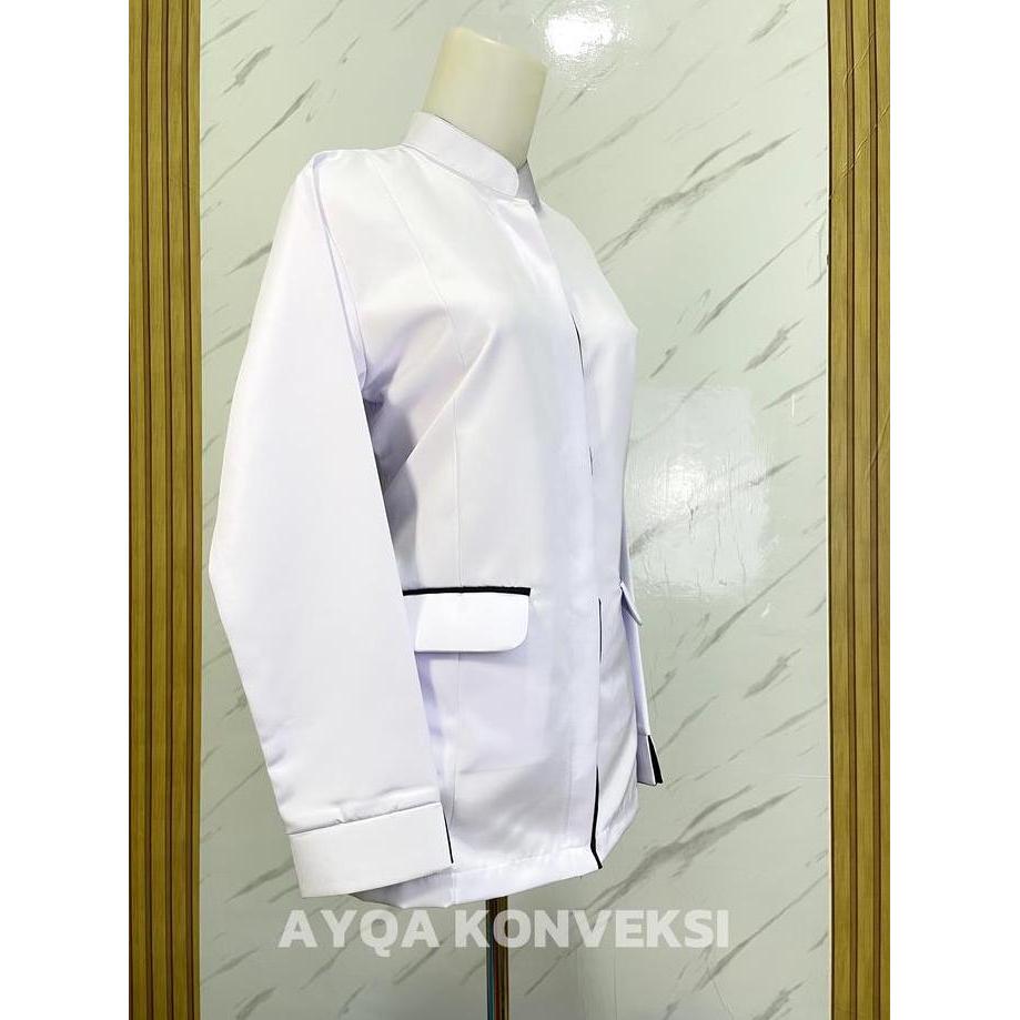 PREMIUM / BAJU DINAS WANITA PUTIH LIST HITAM/BAJU ASN