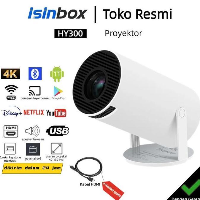 KAVIARTYQU77 - ISINBOX HY300PRO PROYEKTOR ANDROID 11.0 BLUETOOTH PROYEKTOR 2.4+5G WIFI 6 PORTABEL MI