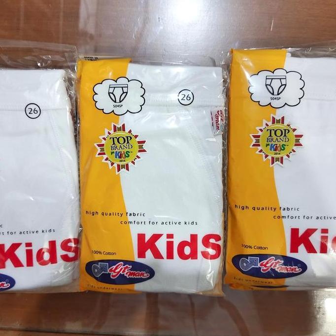 Kids- Celana Dalam Anak  Putih Gt Man Gt Kid 504 / Gt Kid Ukuran 24, 26, 28, 30