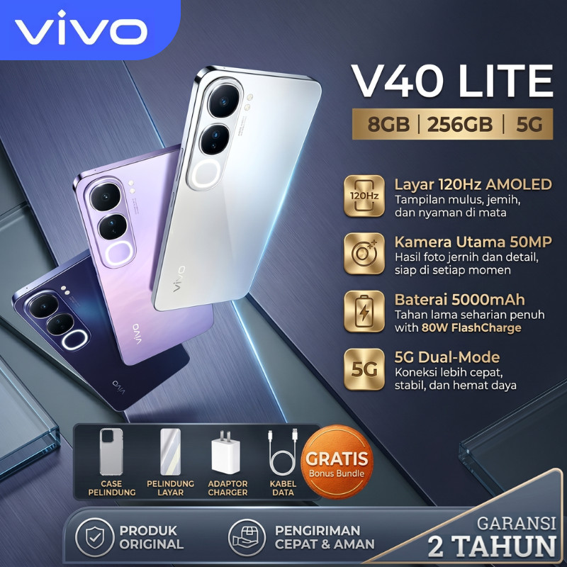 Vivo V40 Lite 5G  | RAM 8GB ROM 256GB | Original Hp Android Baru Terbaru AMOLED 120Hz