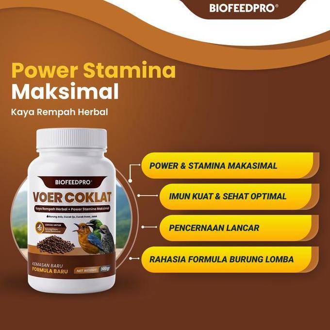 VOER COKLAT 300gr Pur Harian Burung Kicau Biofeedpro Untuk Jalak - Cendet - Kacer - Anis Merah - Ani